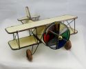 Vintage Copper Ivory Stained Glass Bi-Plane